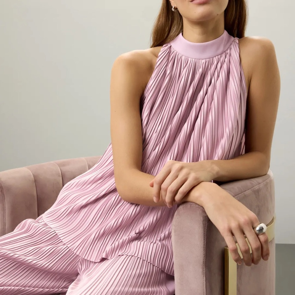 Atlein Mauve Plisse Top
